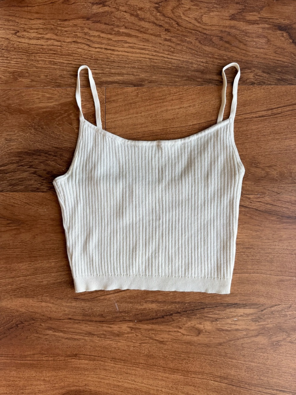 La Hearts Cream Ribbed Spaghetti Strap Cami